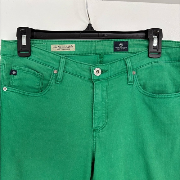 AG Adriano Goldschmied the Stevie Ankle Jeans Slim Straight Size 29 Kelly Green - Picture 2 of 11
